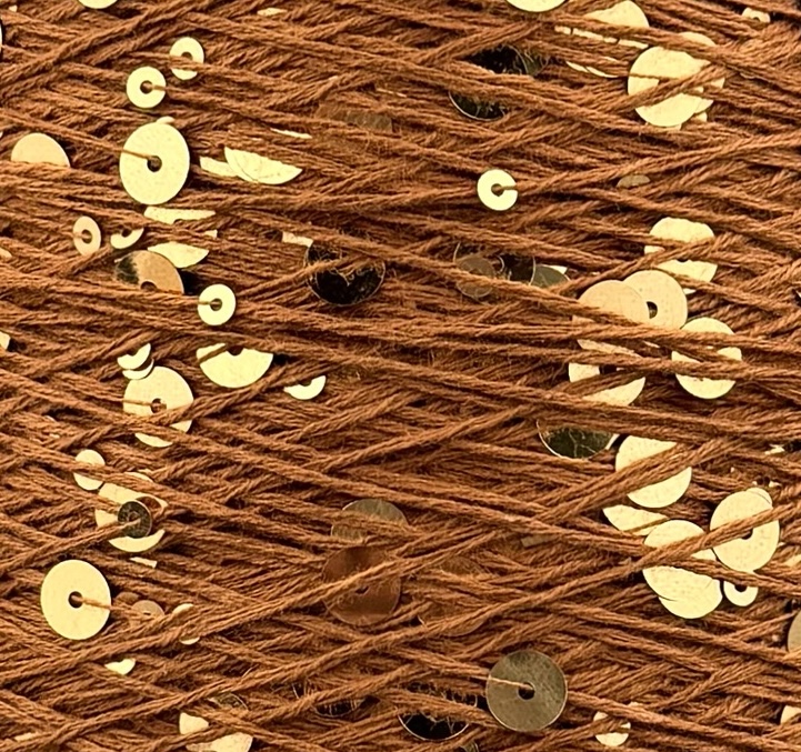 Art. Brillante 260 m / 100 g – Baumwolle mit Maxi-Pailletten col. Tabak